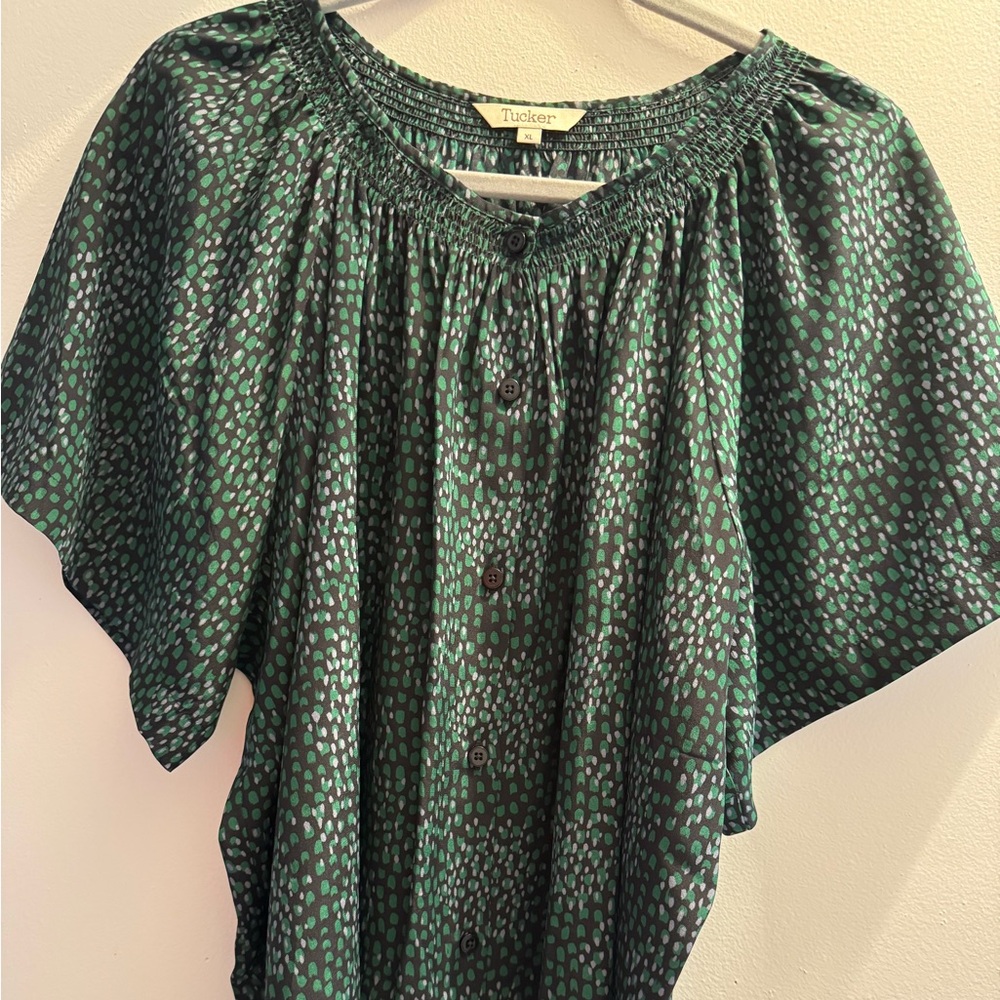 Tucker 100% Silk Dotted Blouse | XL